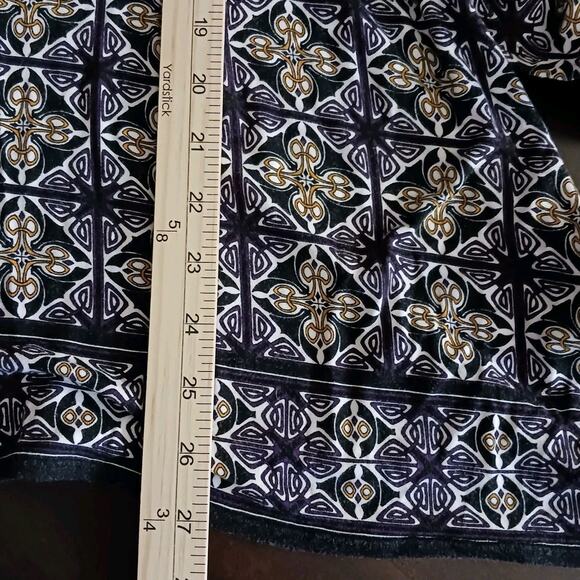 Max Edition Tunic Women Medium 3/4 Sleeve Black Geometric Handkerchief Hem Rayon - Picture 8 of 9
